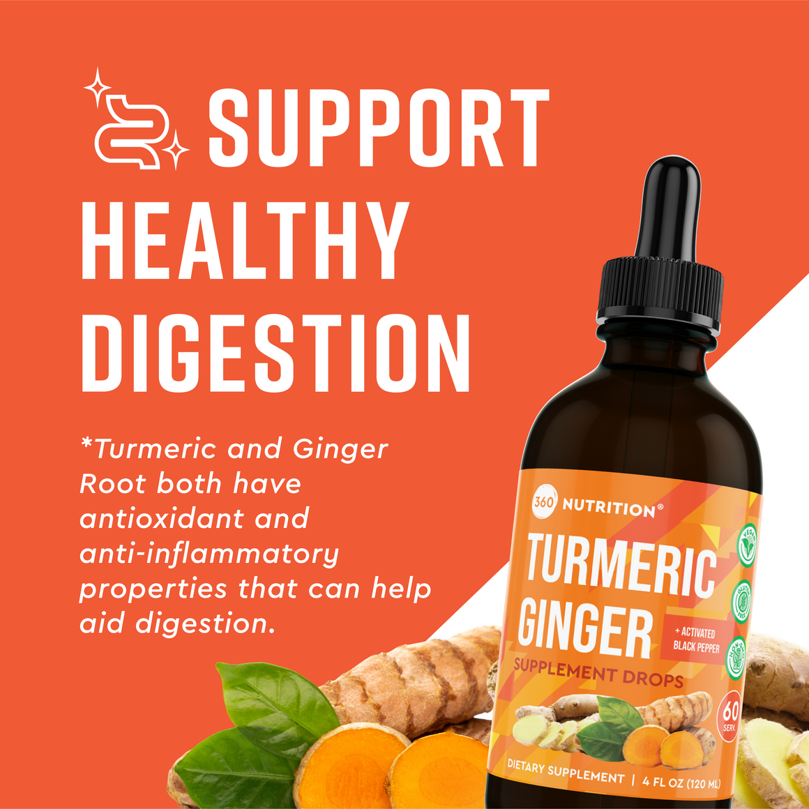 Turmeric Ginger Drops with Activated Black Pepper 360 Nutrition